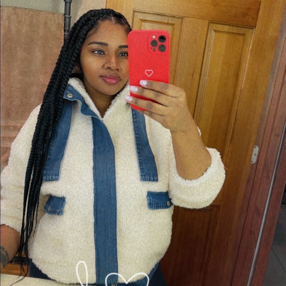 Fuzzy jean jacket